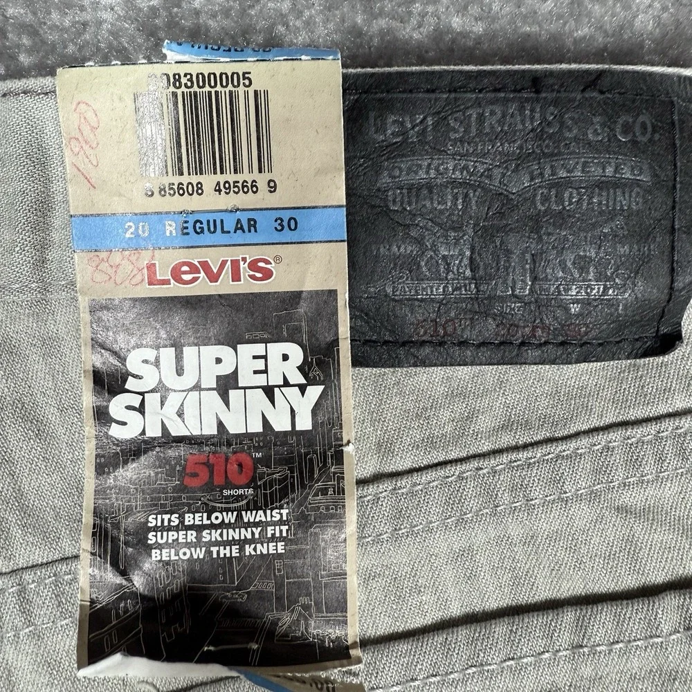 Levi's 510 Shorts Men's 30 Gray Denim Jorts Super Skinny Y2K‎ Grunge